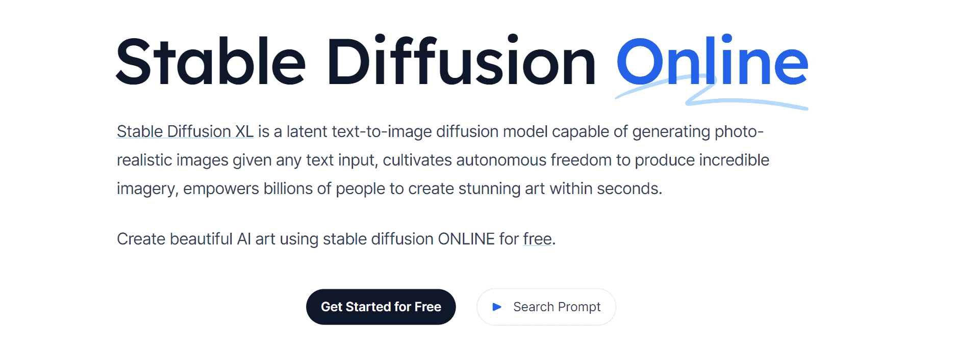 Stable Diffusion XL Landing Page