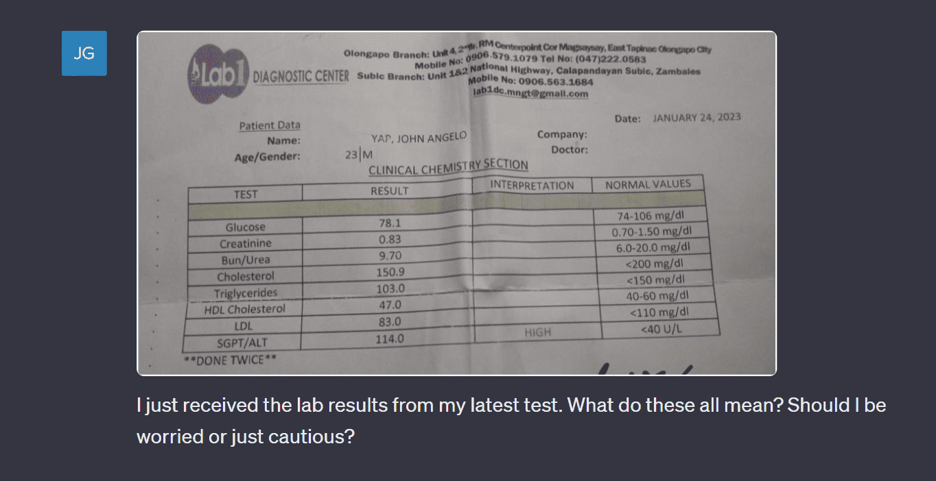 Lab Results with Vision