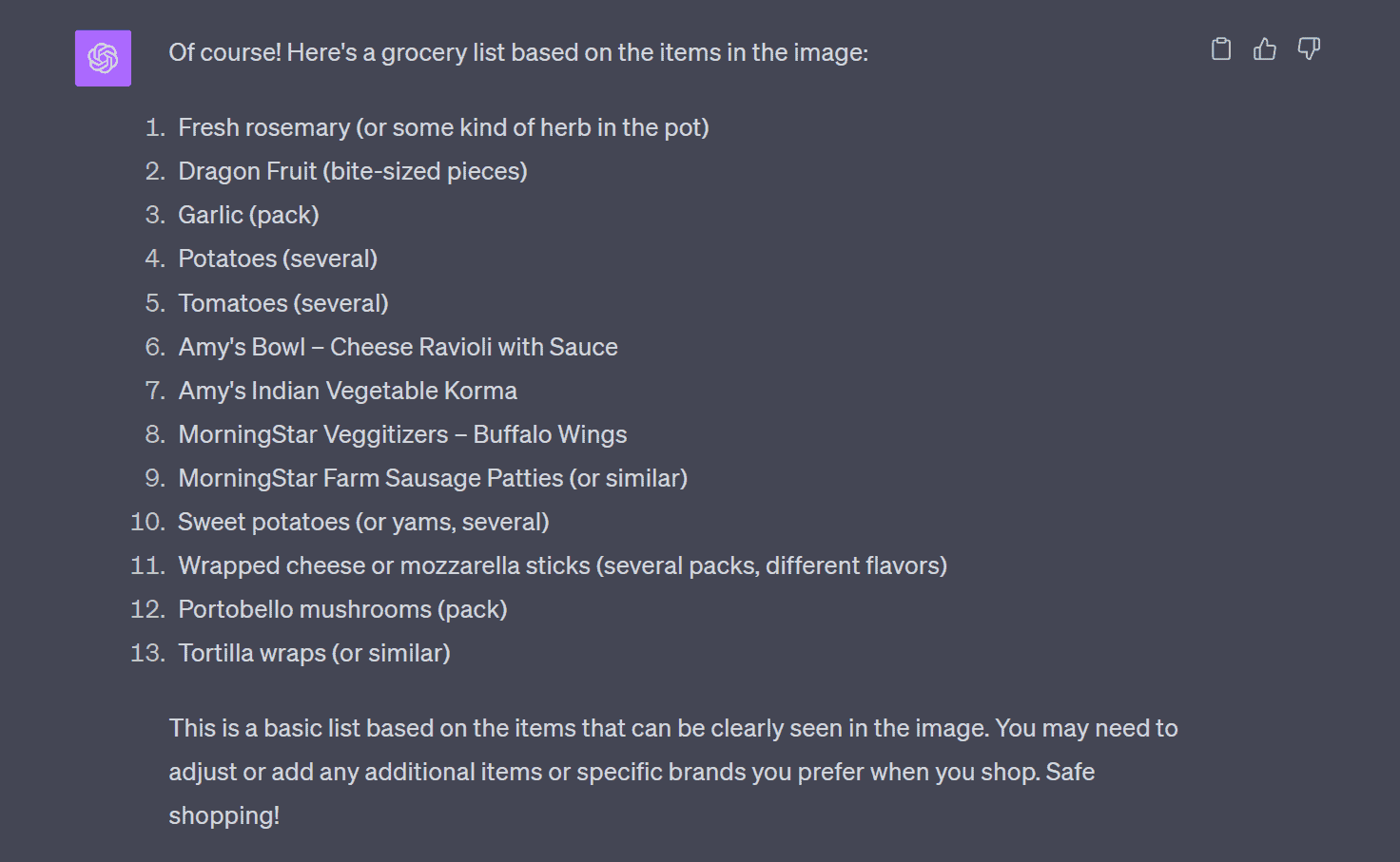 Grocery Lists with Vision