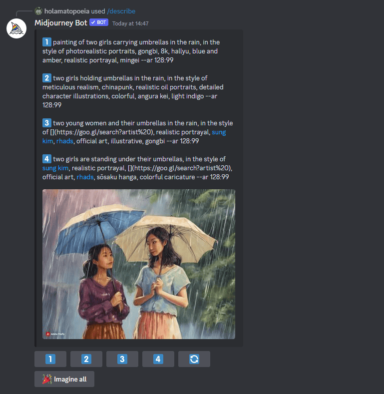 Midjourney Describe Command