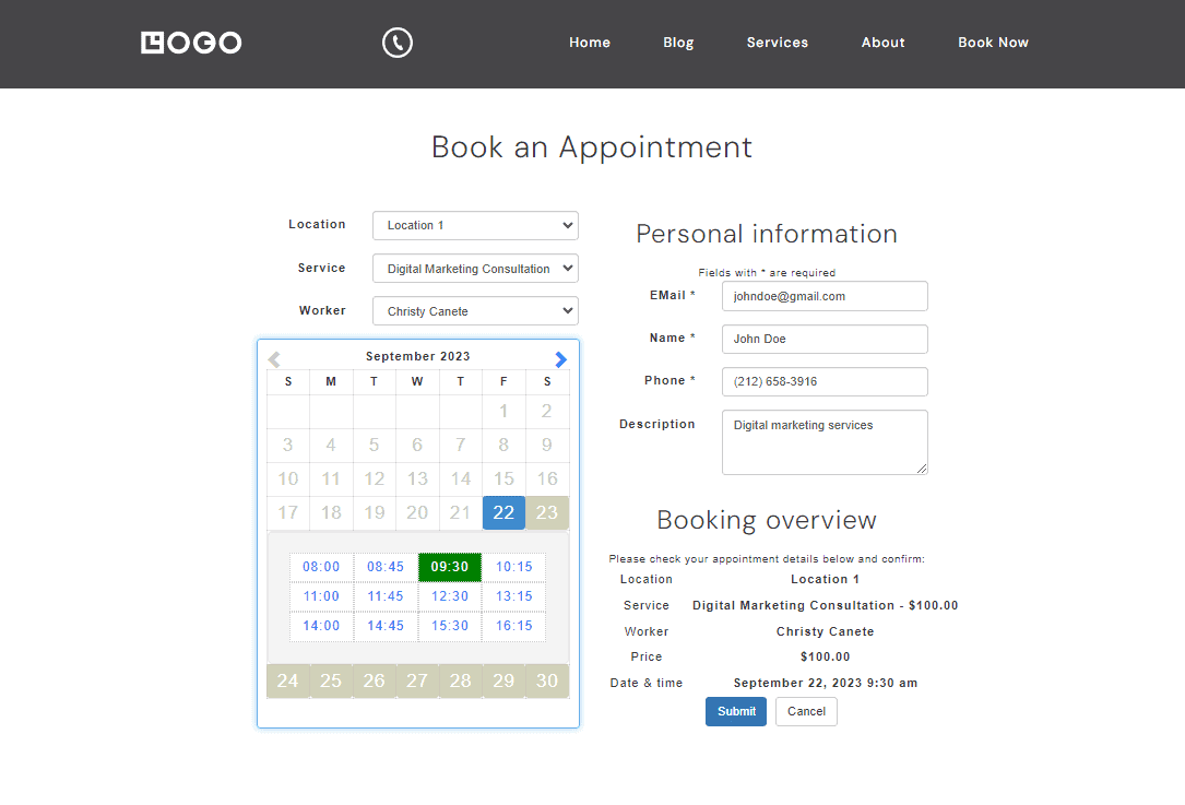 booking website