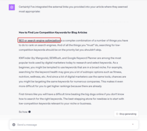 add external links using ChatGPT