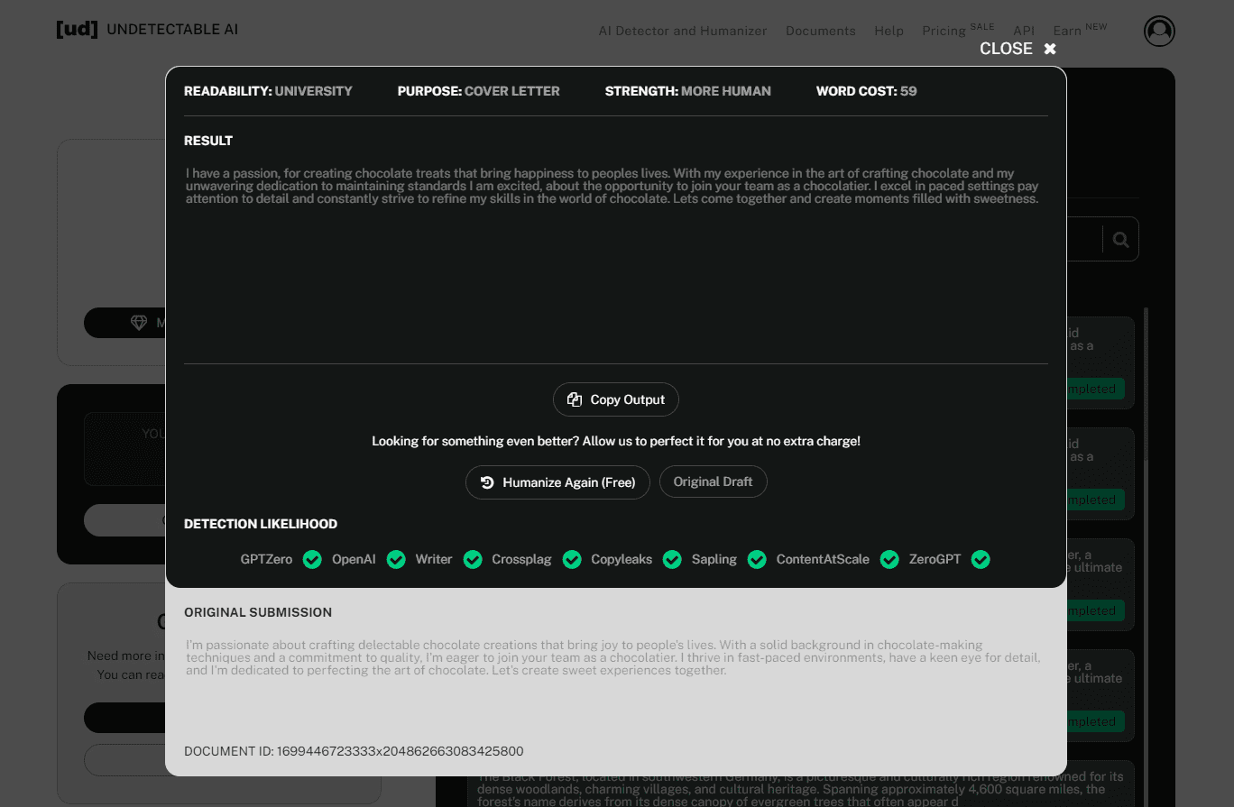 Undetectable AI Example