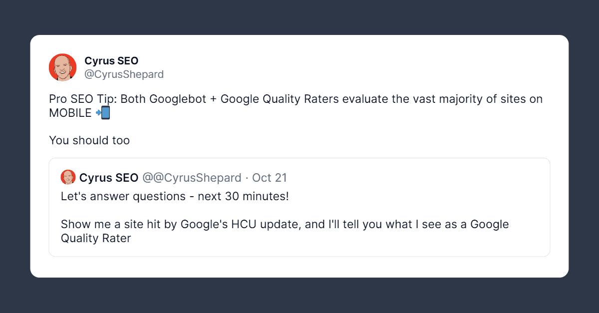 Cyrus Shepard Tweet