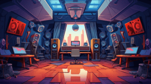 A Content Creator Music Studio, Generated with Midjourney