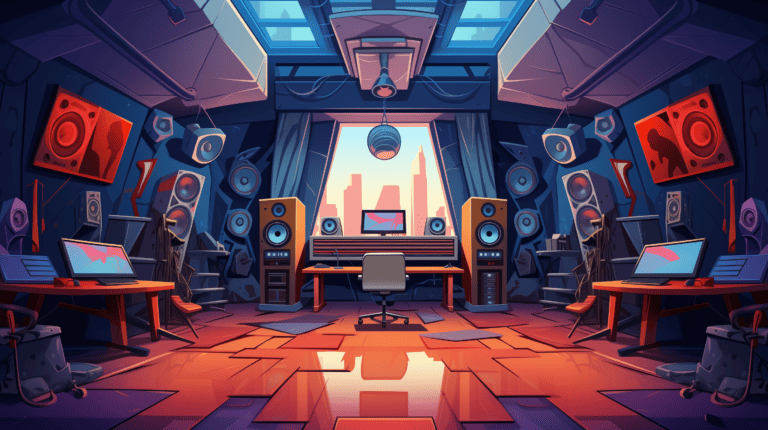 A Content Creator Music Studio, Generated with Midjourney