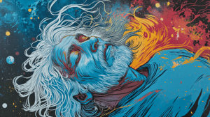 An old man dreaming of a universe of his own creation, generated with Midjourney V6