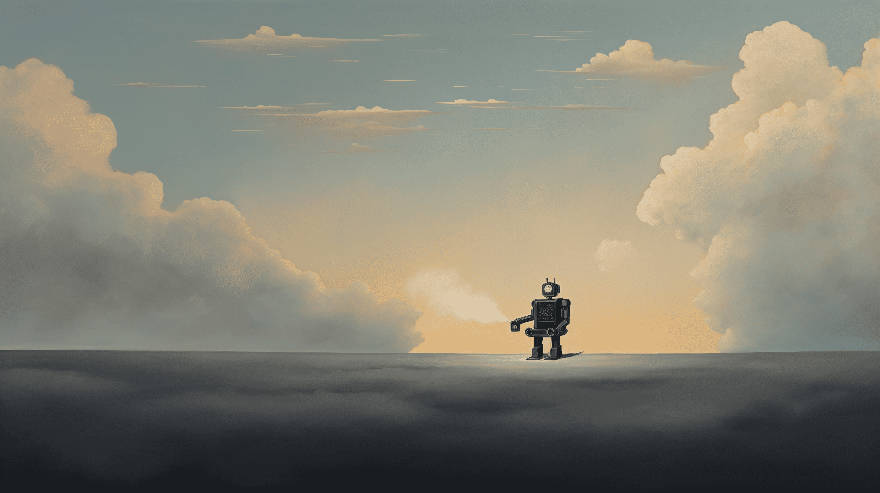 a robot creating a new world, generated with Midjourney