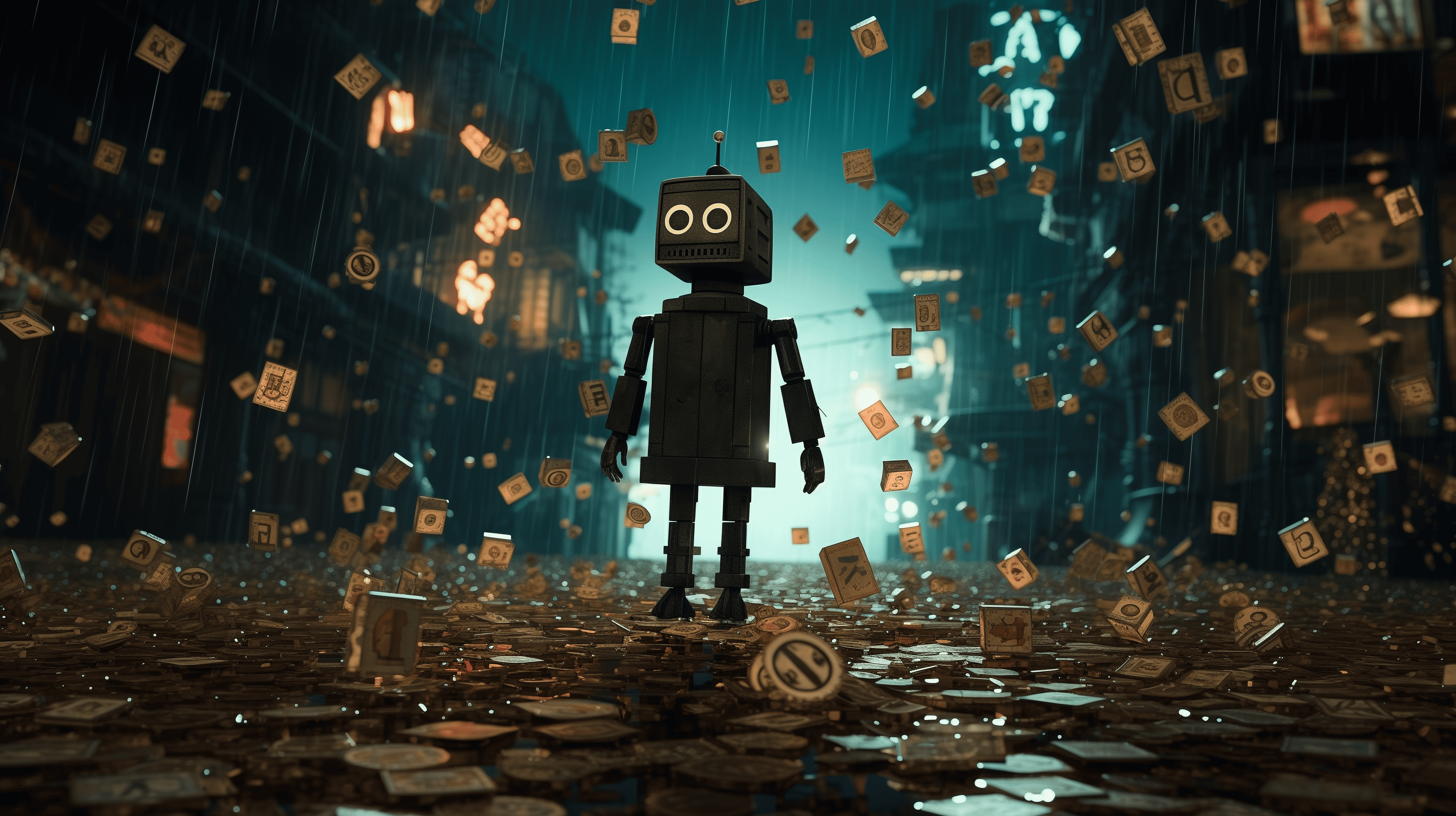 a robot earning enormous amounts of money, generated with Midjourney