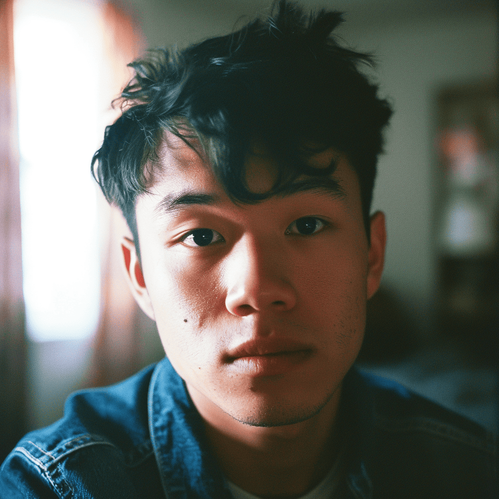 Midjourney V6 Portrait: Analog photography in a dorm room