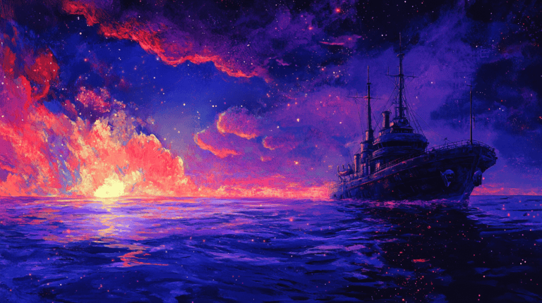 A ship mid-journey in the universe, generated with Midjourney V6.1