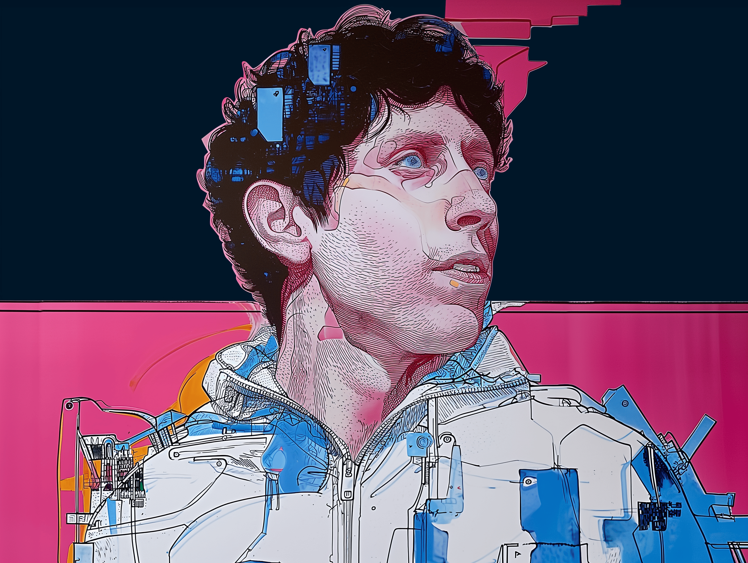 Sam Altman reaching singularity through GPT-5, generated with Midjourney