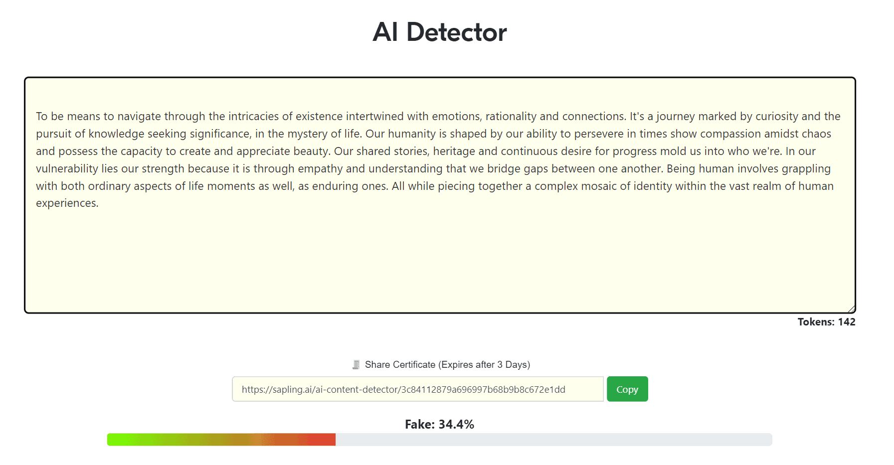 Undetectable AI & Sapling: Essay
