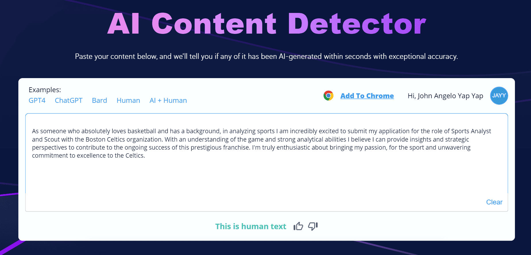Undetectable AI with Copyleaks: Cover Letter