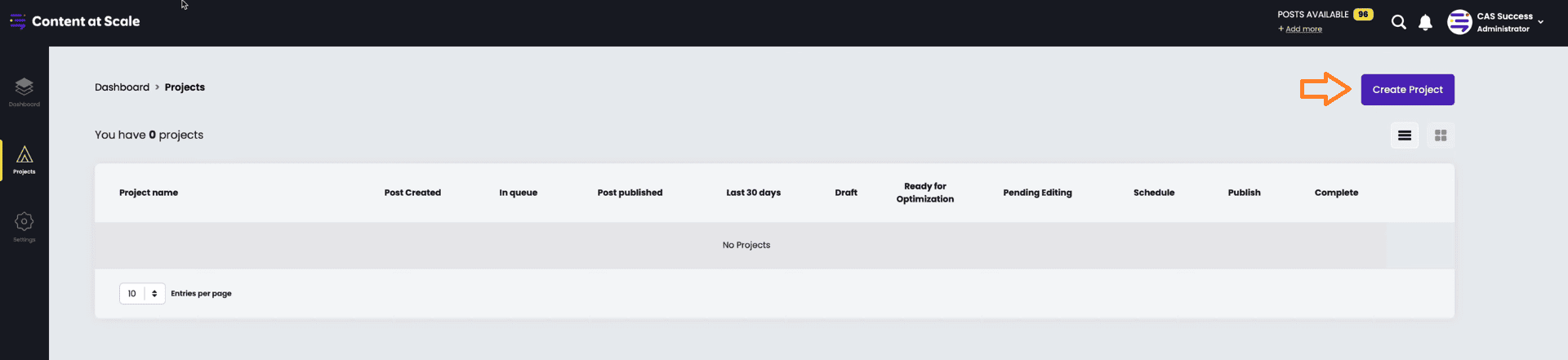 Content at Scale Tutorial: Creating a Project