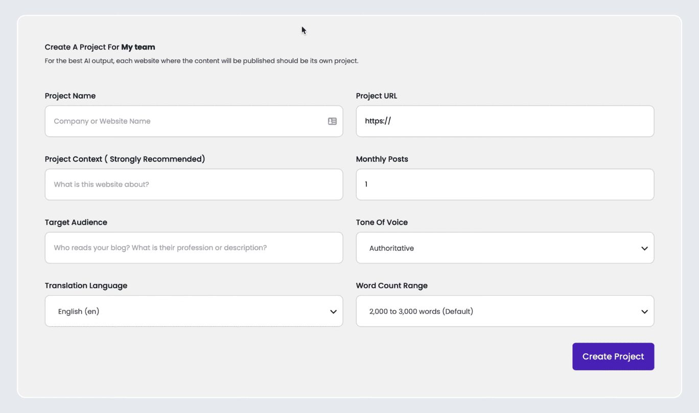 Content at Scale Tutorial: Project Details
