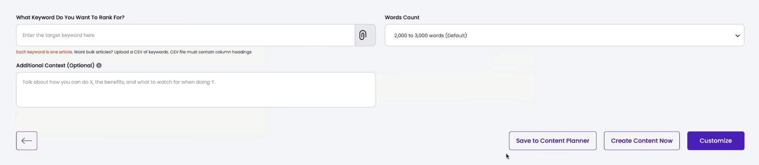 Content at Scale Tutorial: Keyword Customization