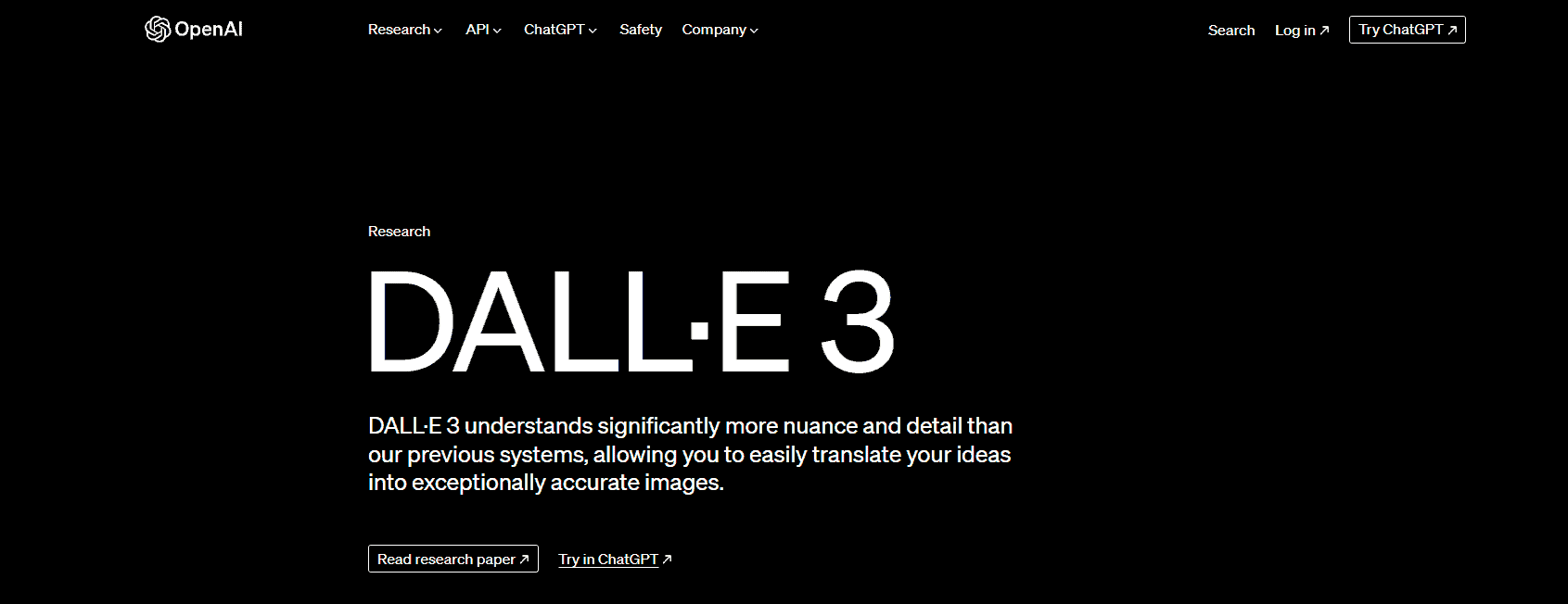DALL-E 3 Landing Page