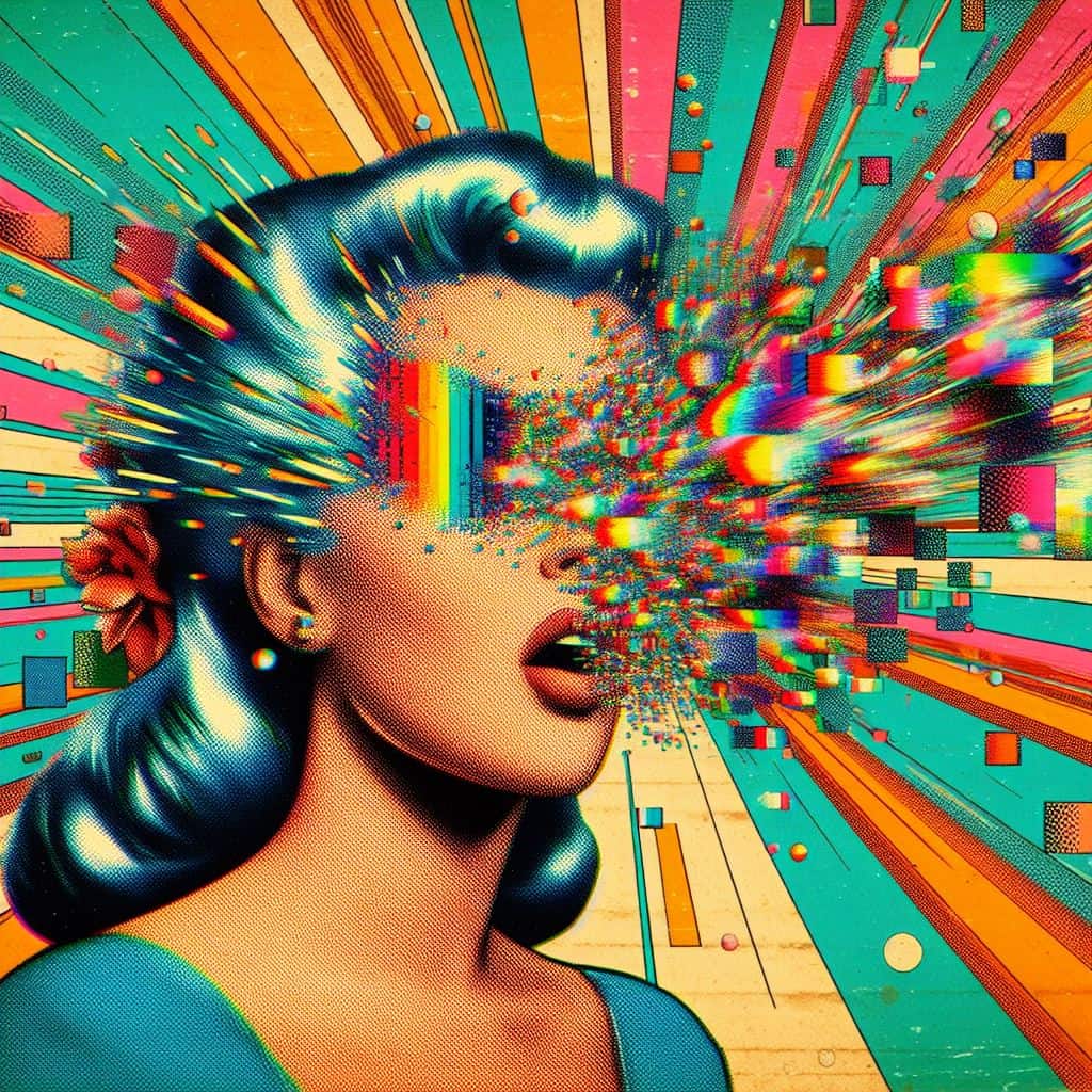 DALL-E 3 Digital Art: Vintage Glitch Art