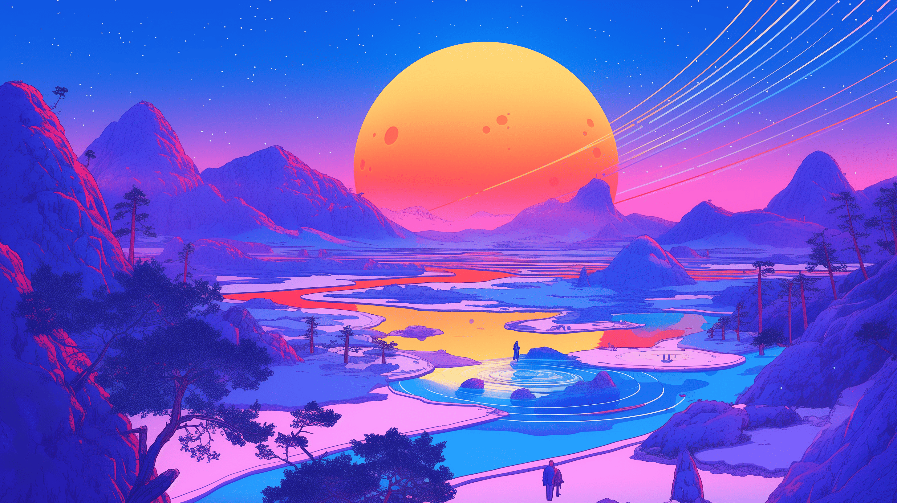 An anime landscape wallpaper of a new wallpaper, generated with Midjourney V6