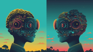 Two AI art models against each other, generated with Midjourney