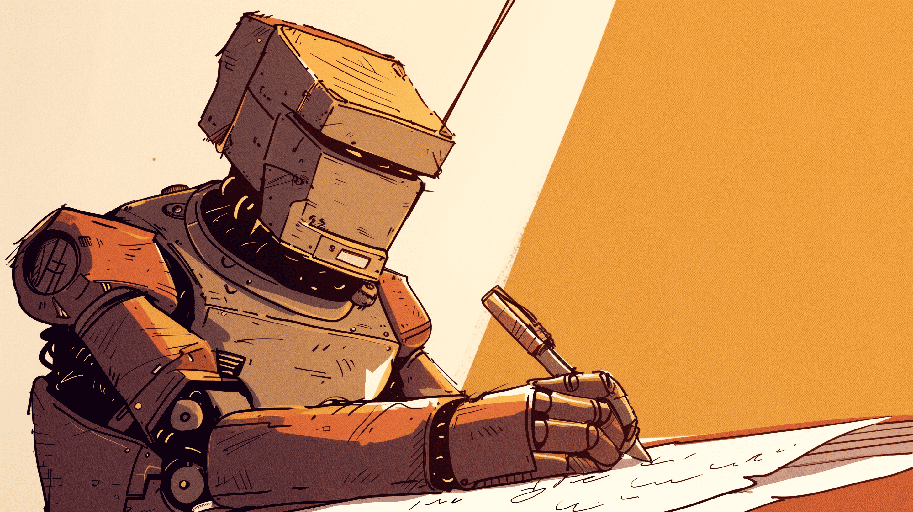 A robot writer, generated with Midjourney