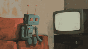 An AI watching TV, generated with Midjourney