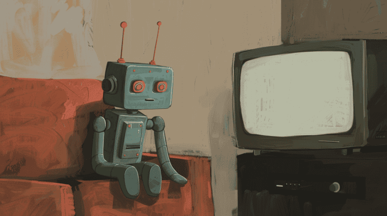 An AI watching TV, generated with Midjourney