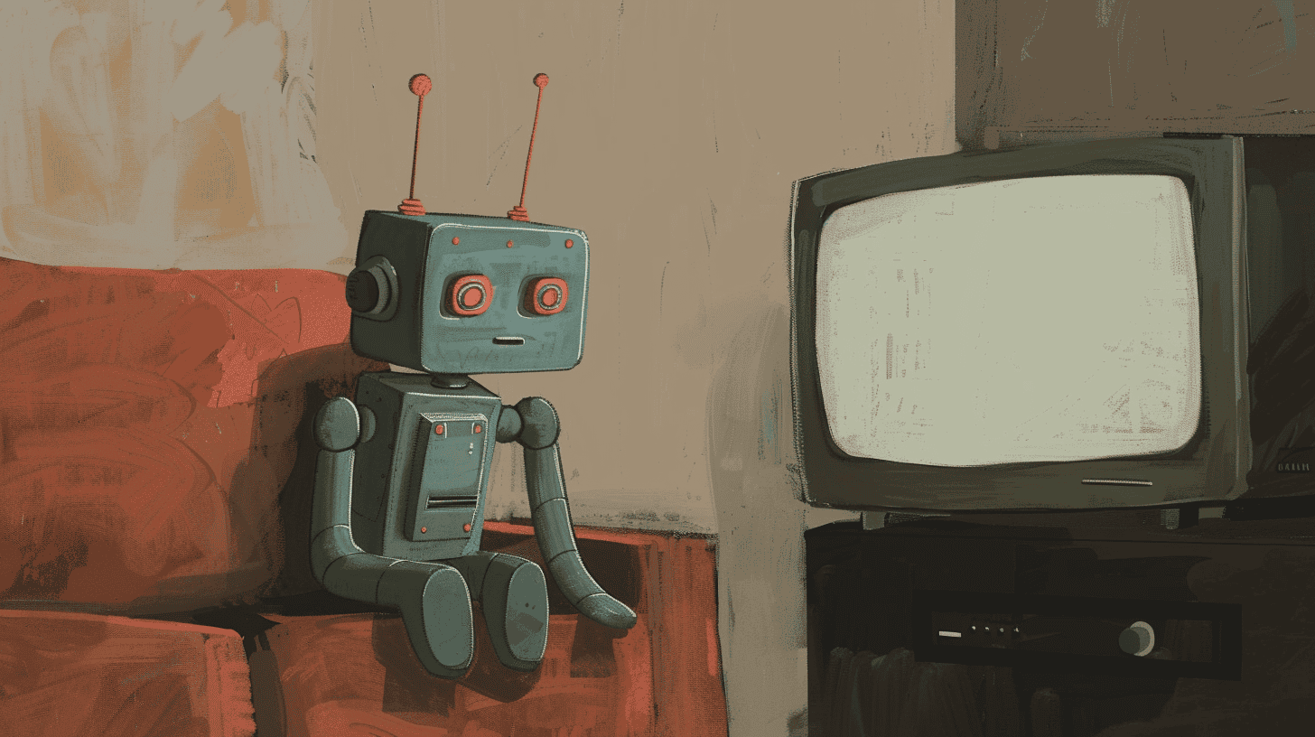 An AI watching TV, generated with Midjourney