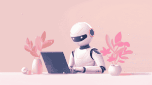 A robot writing an article, generated with Midjourney