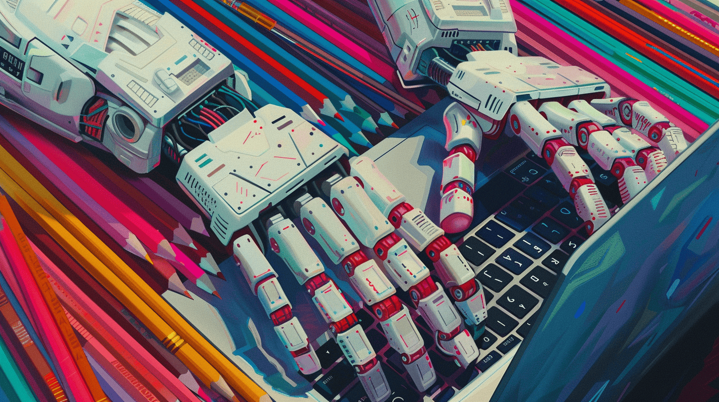 A visualization of an AI writing assistant, generated with Midjourney