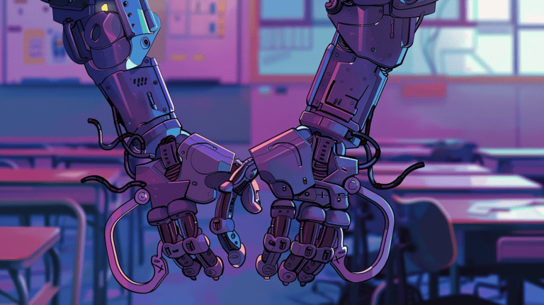 AI in classrooms, generated with Midjourney