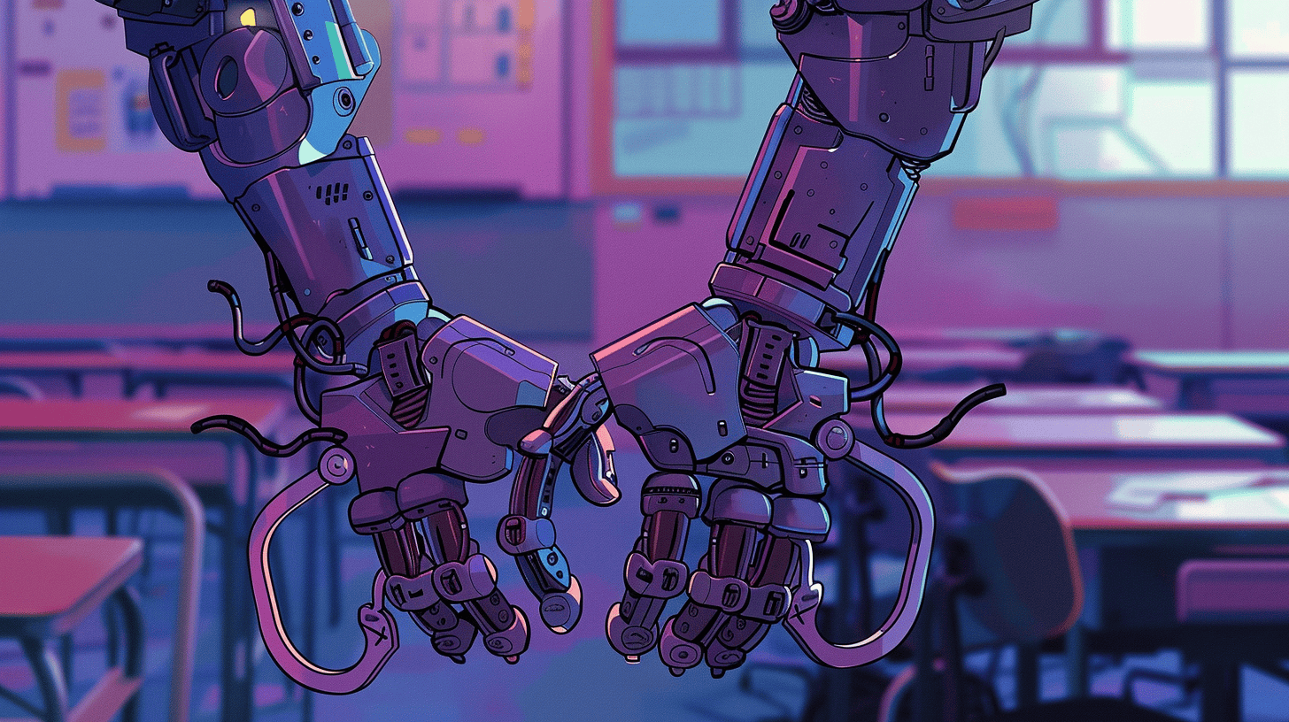 AI in classrooms, generated with Midjourney