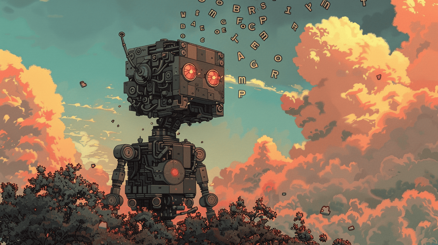 A machine that can correct grammar, generated with Midjourney