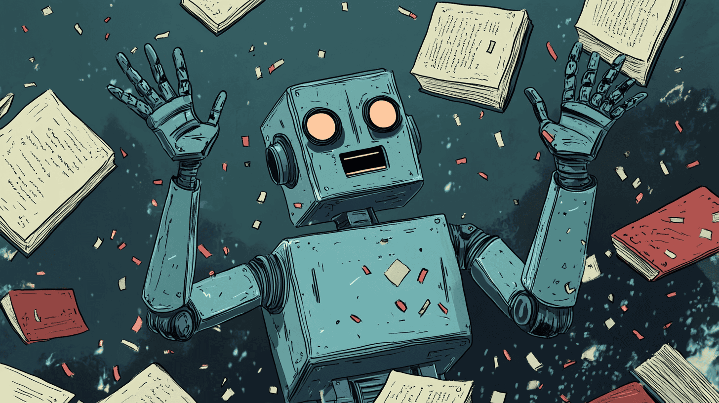 An AI getting caught doing assignments, generated with Midjourney