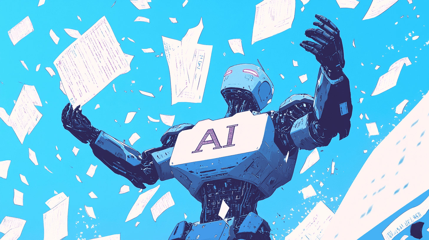 An AI getting caught, generated with Midjourney
