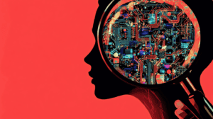 AI vs. human mind, generated with Midjourney