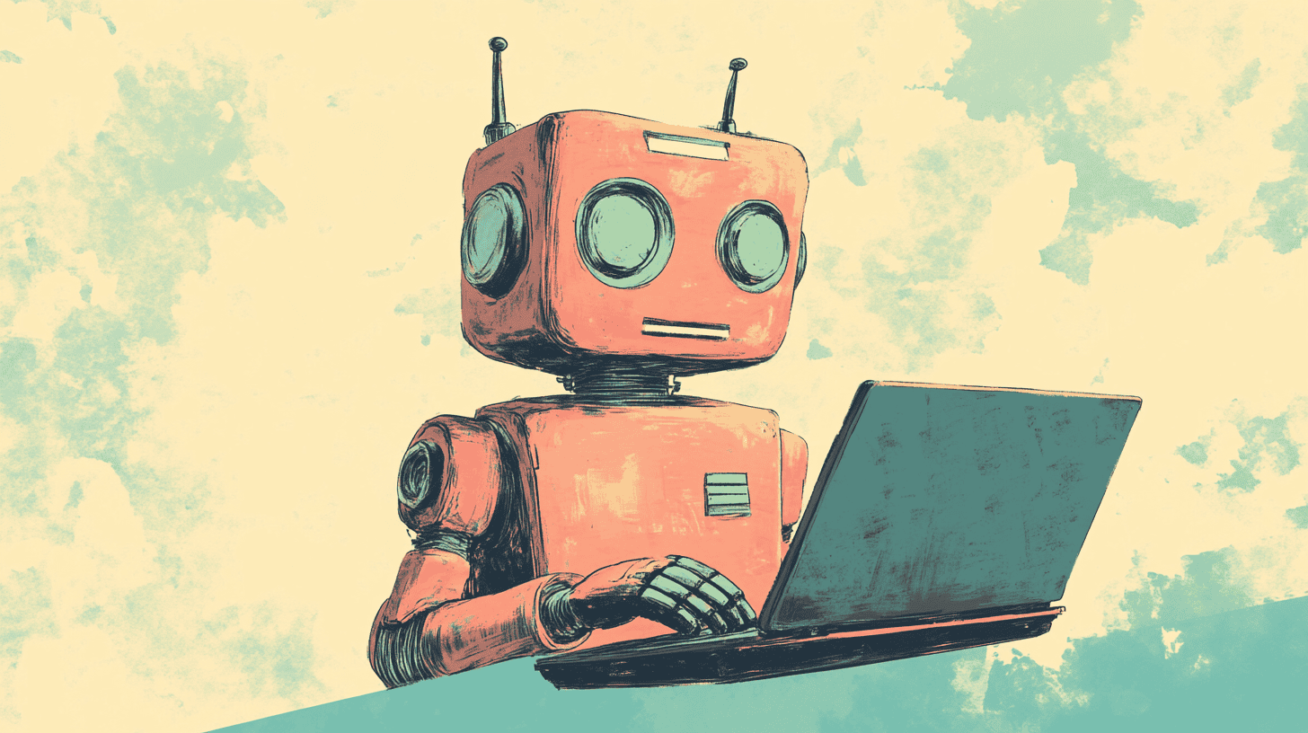 A typing robot, generated with Midjourney