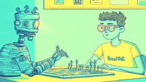 AI vs. a human named BrandWell, generated with Midjourney