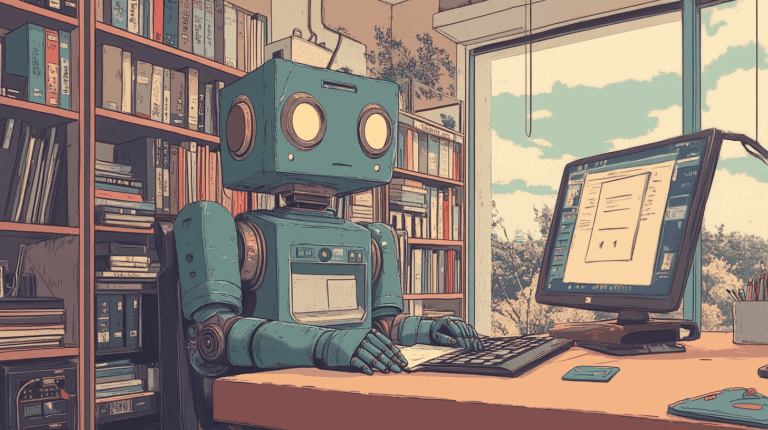 AI writing his homework, generated with Midjourney