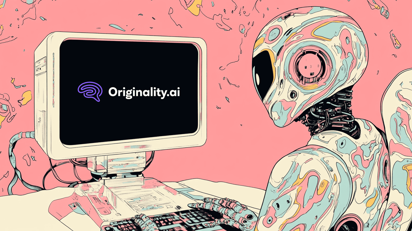 An AI face-to-face with Originality AI, generated with Midjourney
