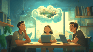 Filipino office workers dream of becoming digital nomads, generated with Midjourney