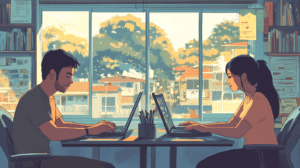 Two filipino virtual assistants, generated with Midjourney