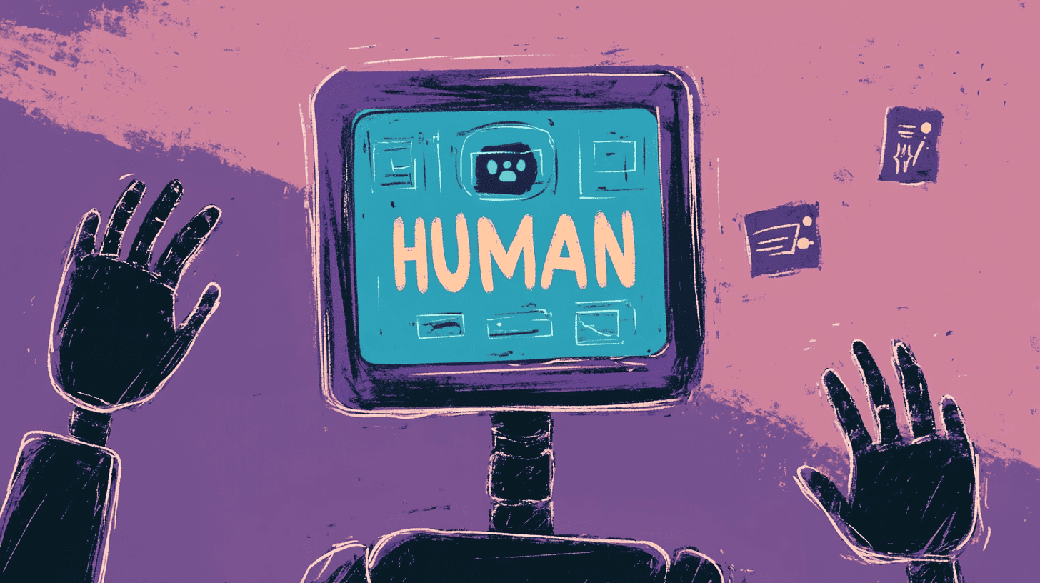 An AI trying to become human, generated with Midjourney