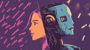 A human and their AI equivalent, generated with Midjourney