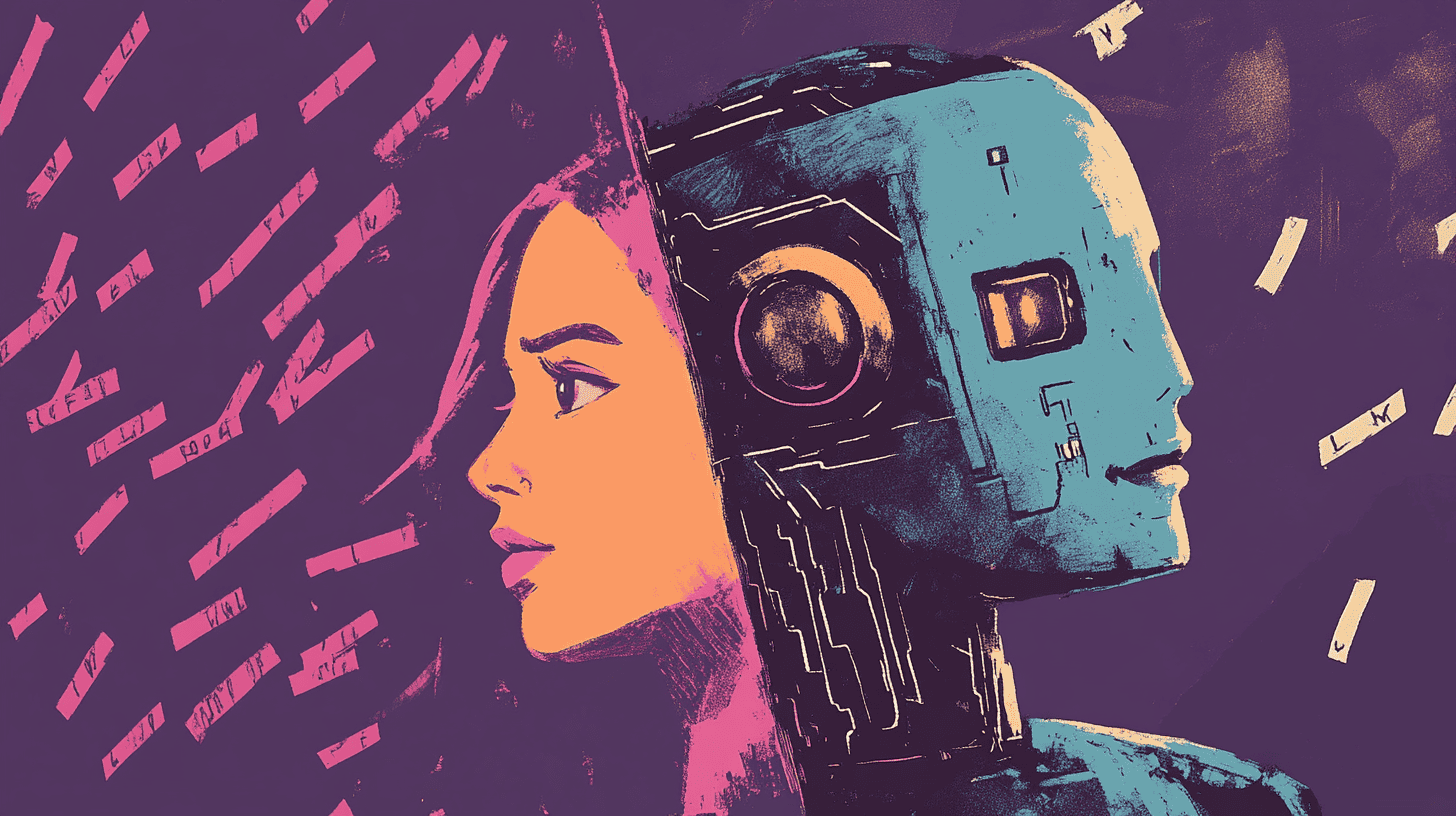 A human and their AI equivalent, generated with Midjourney