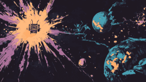 An AI creating the universe, generated with Midjourney