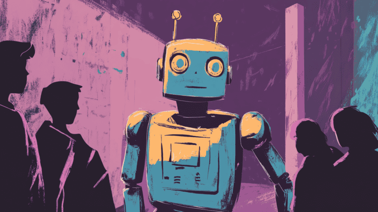 An AI trying to blend in with students, generated with Midjourney