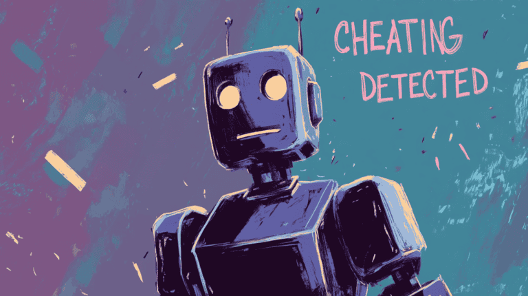 Using AI to cheat, generated with Midjourney