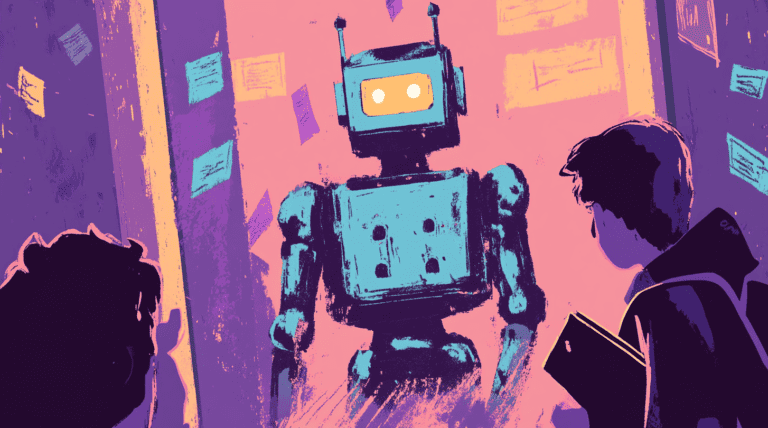 AI in the classroom, generated with Midjourney